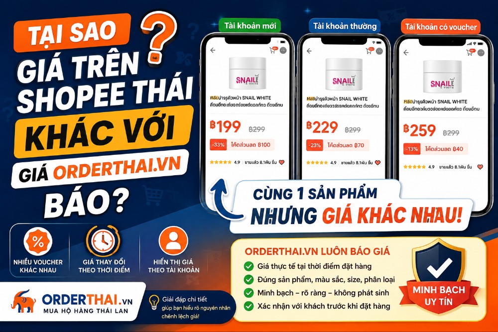 Tại sao giá trên Shopee Thái tôi thấy lại khác với giá lúc Order?